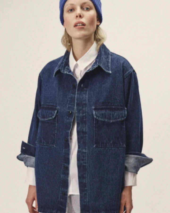 WOTE Damen vegan Denim Overshirt Indigo