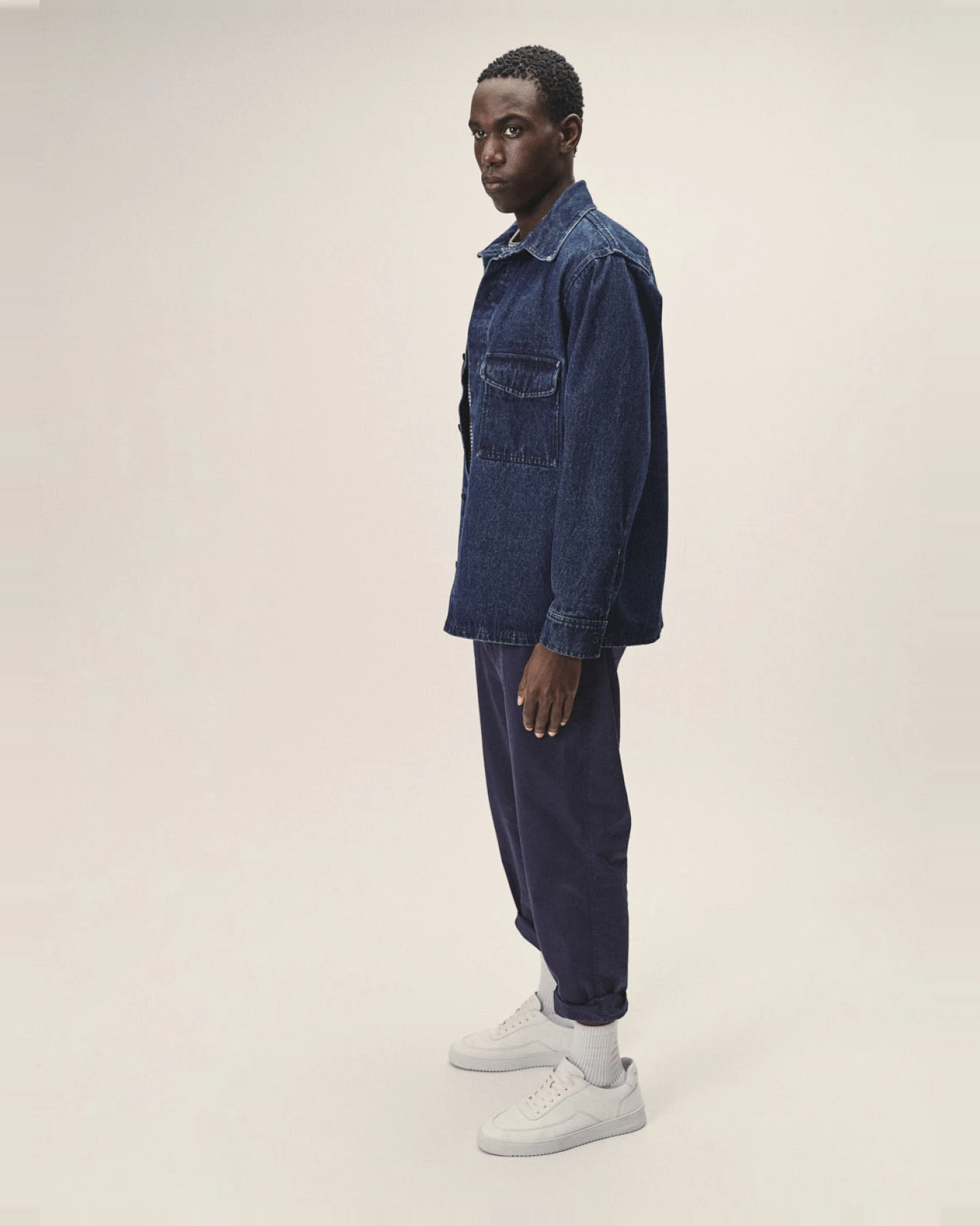 WOTE Herren vegan Denim Overshirt Indigo – Ansicht 2