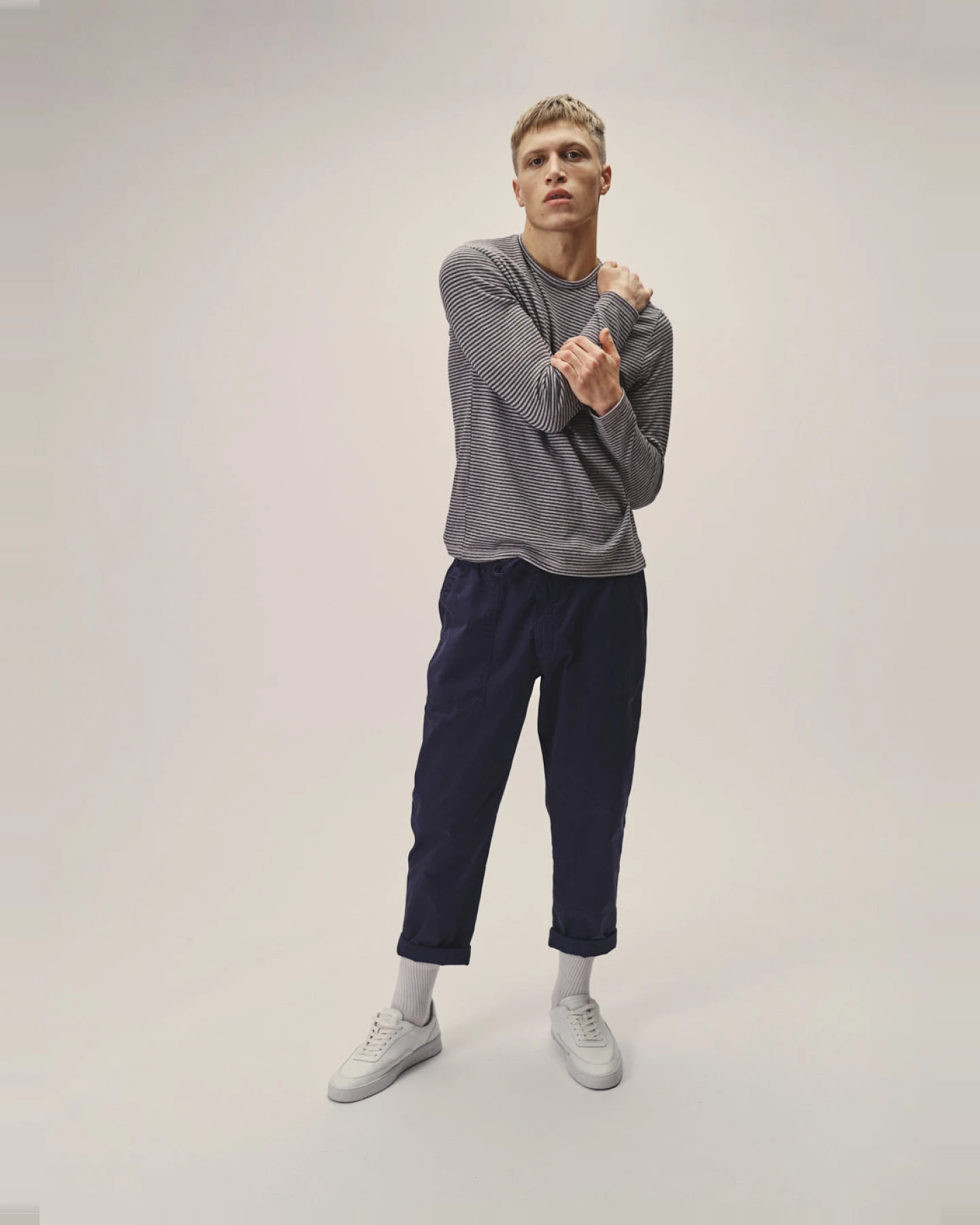 WOTE Herren vegan Longsleeve Gestreift Anthrazit Grau – Ansicht 2