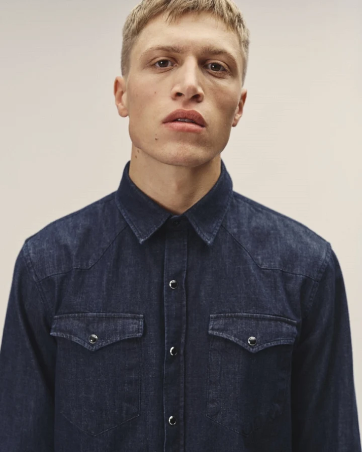 WOTE Herren vegan Denim Hemd Darkindigo