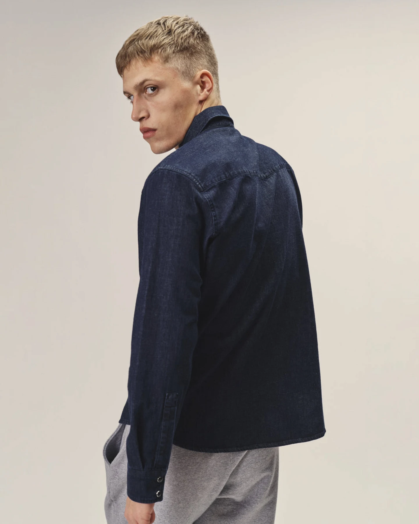 WOTE Herren vegan Denim Hemd Darkindigo – Ansicht 2