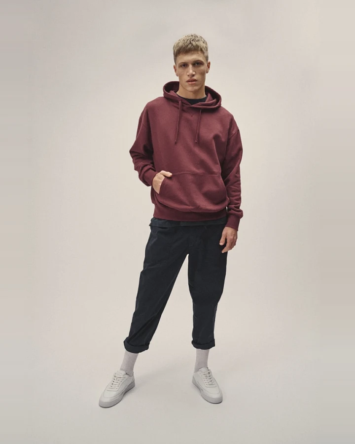 WOTE Herren vegan Kapuzen-Sweatshirt Dunkelrot
