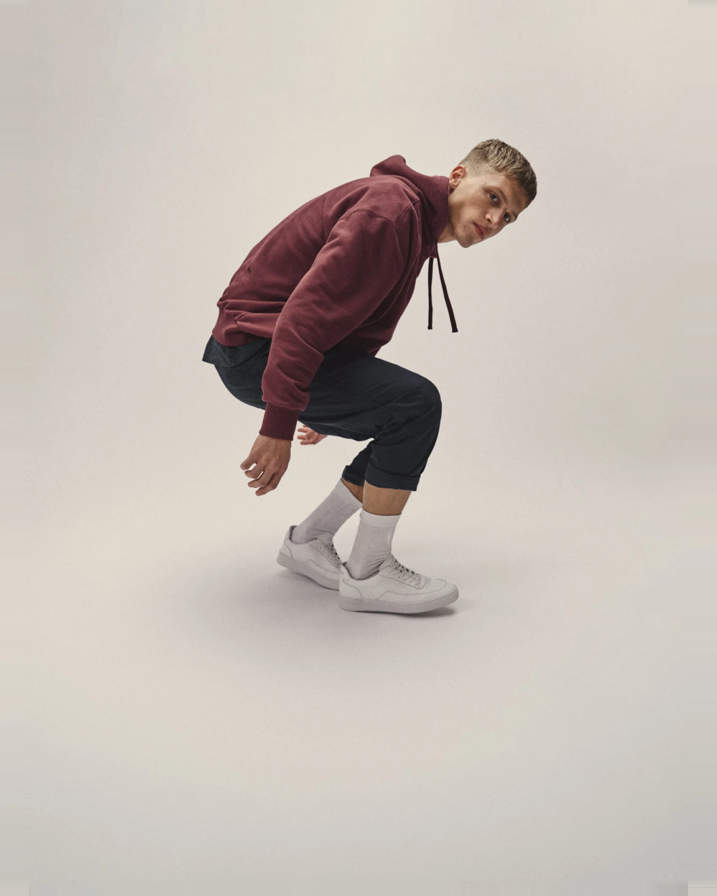 WOTE Herren vegan Kapuzen-Sweatshirt Dunkelrot – Ansicht 2