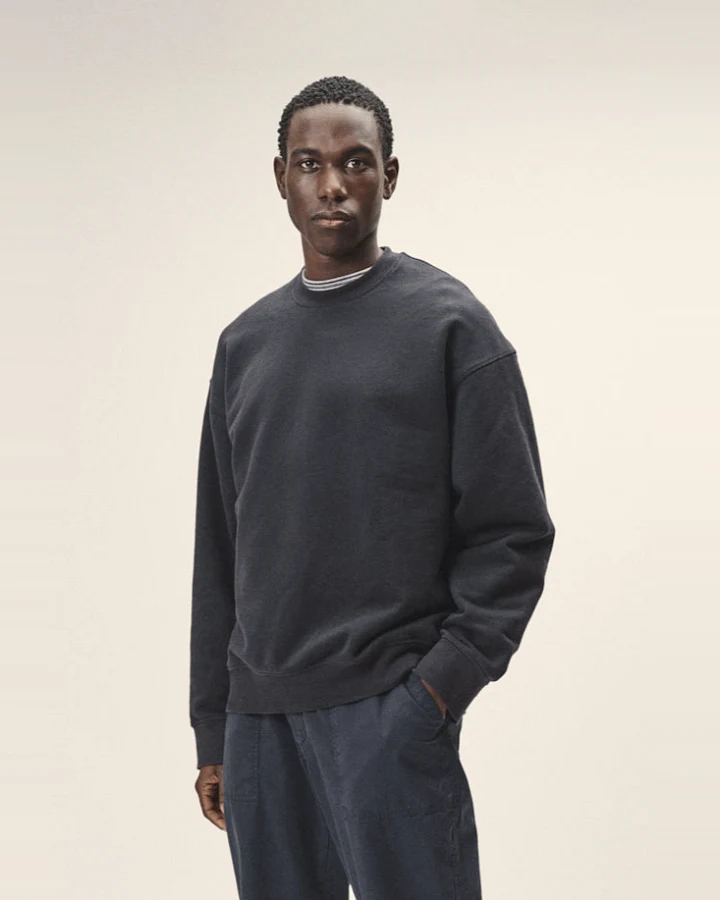 WOTE Herren vegan Übergroßes Sweatshirt Dunkelblau