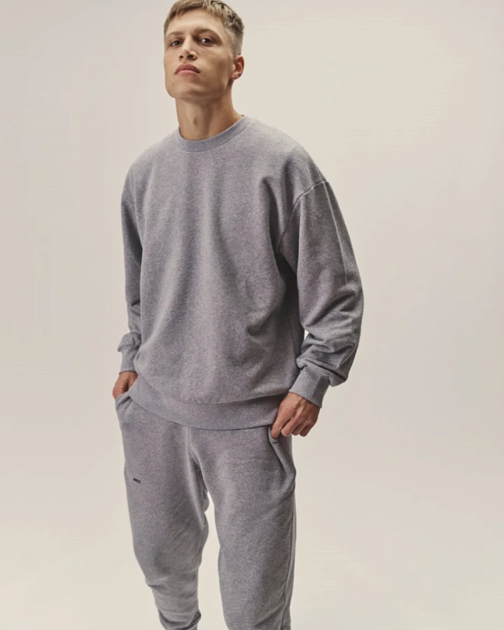 WOTE Herren vegan Übergroßes Sweatshirt Grau Melange