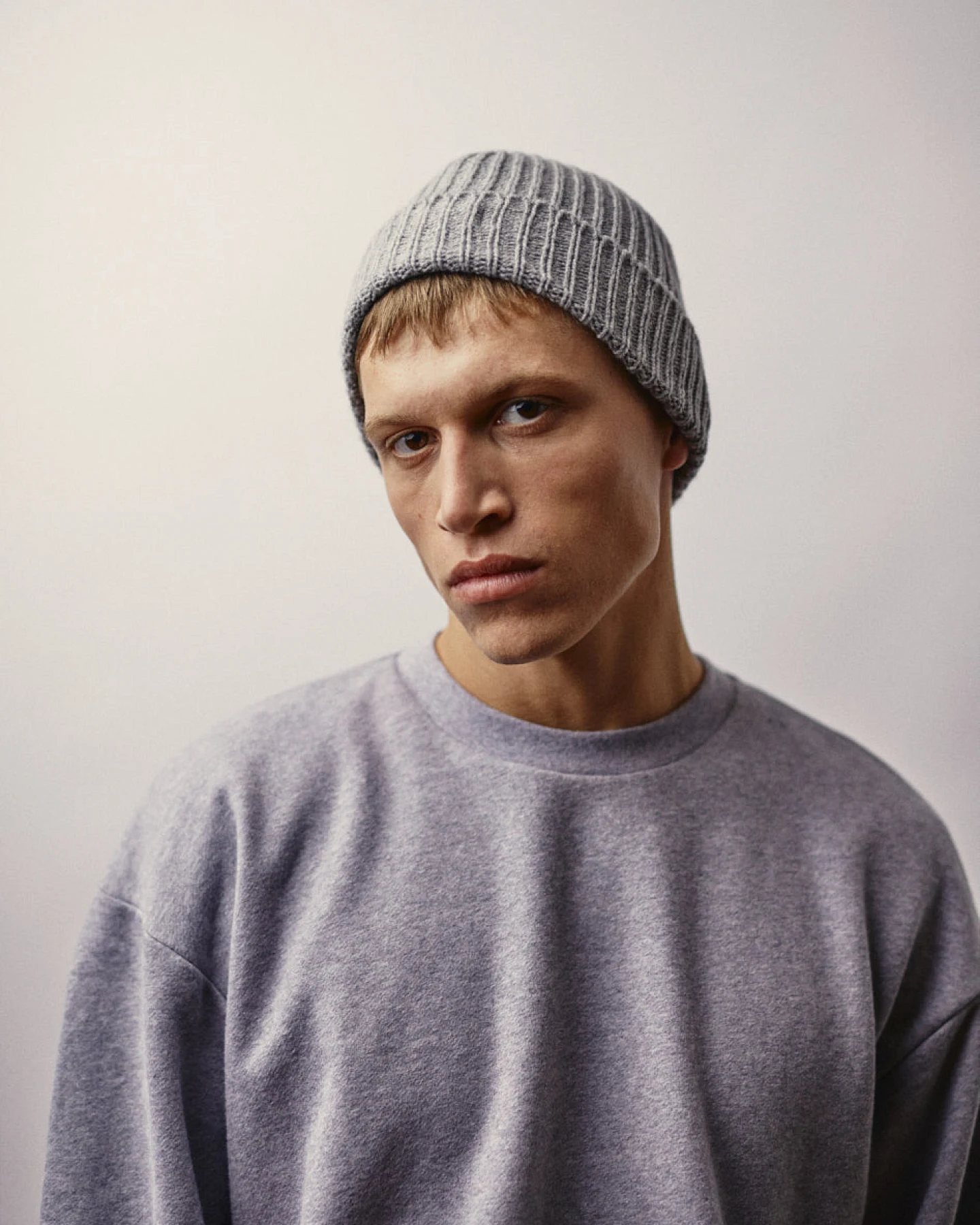 WOTE Herren vegan Übergroßes Sweatshirt Grau Melange – Ansicht 2