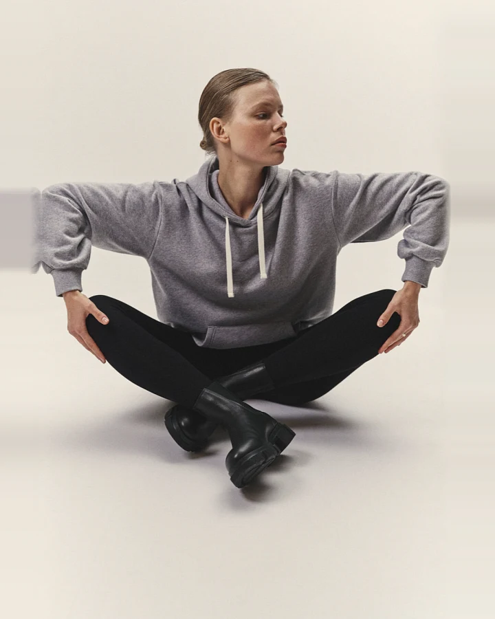WOTE Damen vegan Übergroßes Hoodie Sweatshirt Grau-Melange