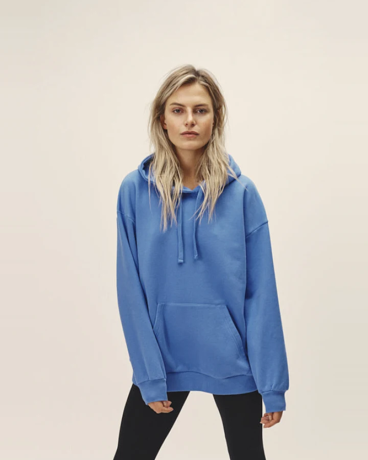 WOTE Damen vegan Übergroßes Hoodie Sweatshirt Blau