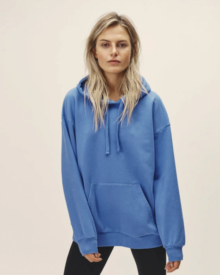 WOTE Damen vegan Übergroßes Hoodie Sweatshirt Blau