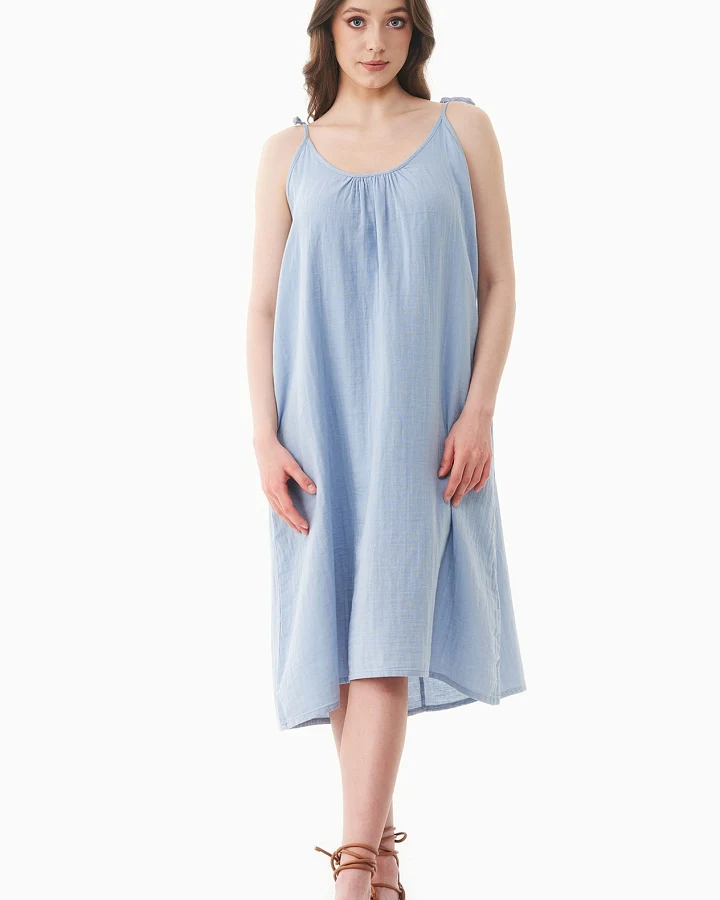 ORGANICATION Damen vegan Kleid Musselin Eisblau