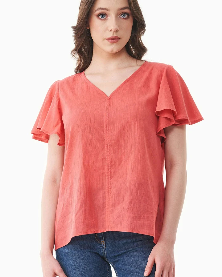 ORGANICATION Damen vegan Voile Bluse Leuchtend Rot