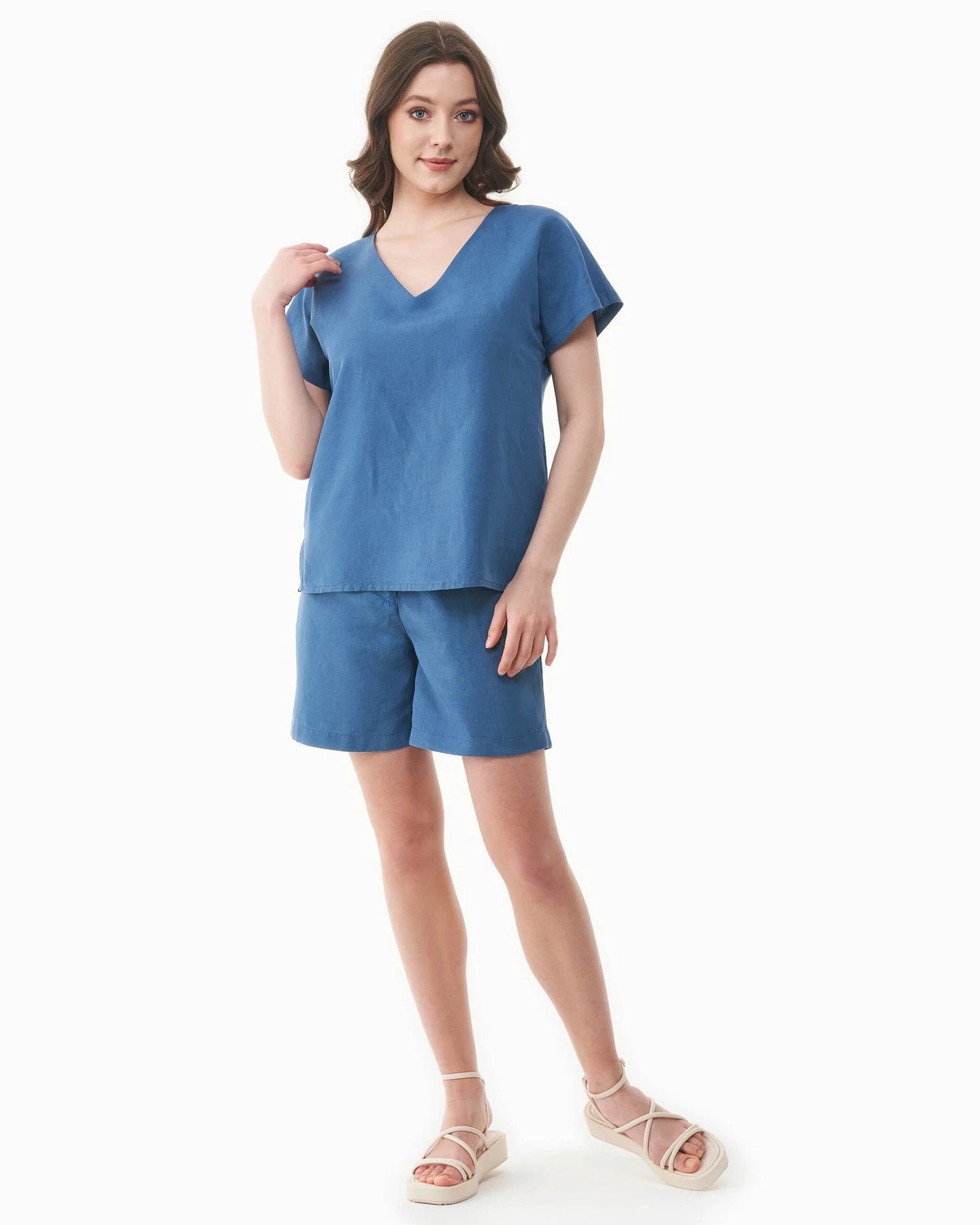 ORGANICATION Damen vegan Bluse Hellmarine – Ansicht 2