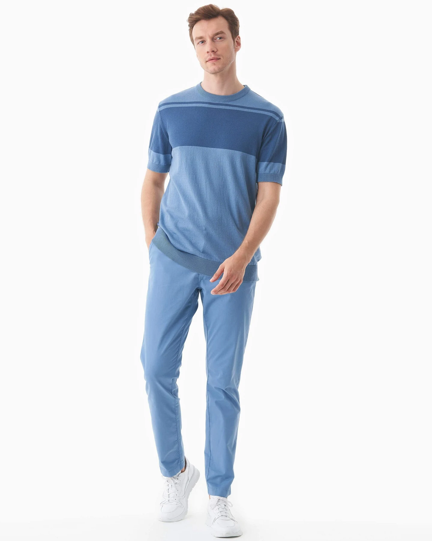 ORGANICATION Herren vegan Strickhemd Coronet Blue & Light Navy – Ansicht 2