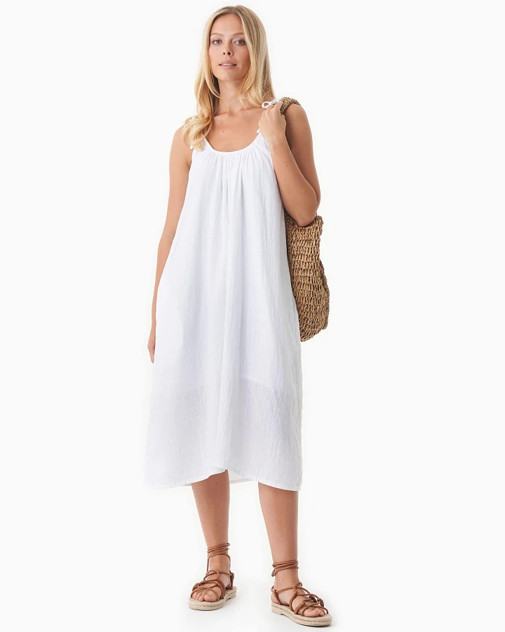 ORGANICATION Damen vegan Kleid Musselin Weiß