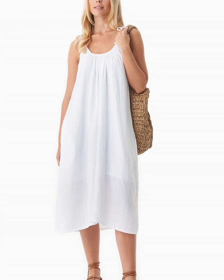 ORGANICATION Damen vegan Kleid Musselin Weiß