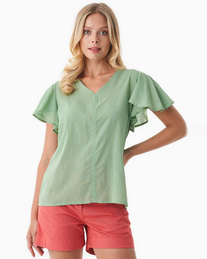 ORGANICATION Damen vegan Voile Bluse Matcha Grün