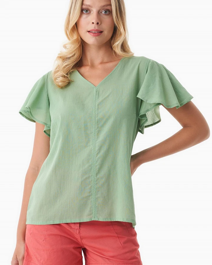 ORGANICATION Damen vegan Voile Bluse Matcha Grün
