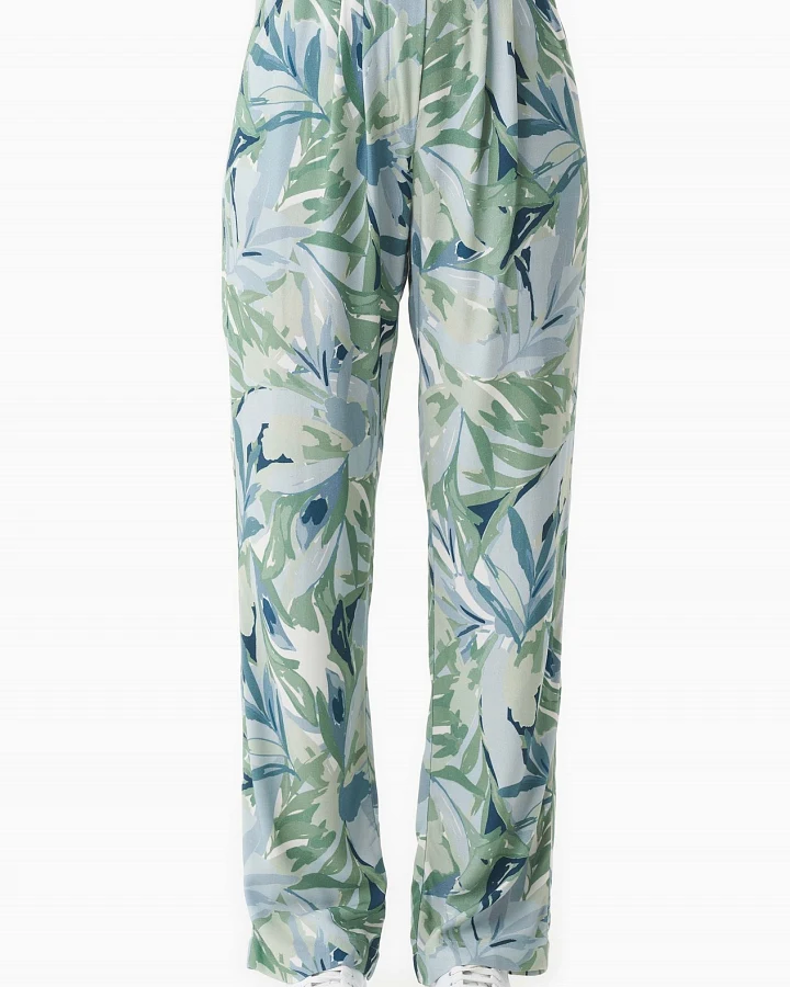 ORGANICATION Damen vegan Hose Mit Blatt-Muster Abstraktes Blatt Grün