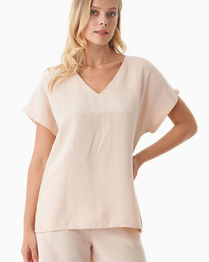 ORGANICATION Damen vegan Bluse Soft Beige