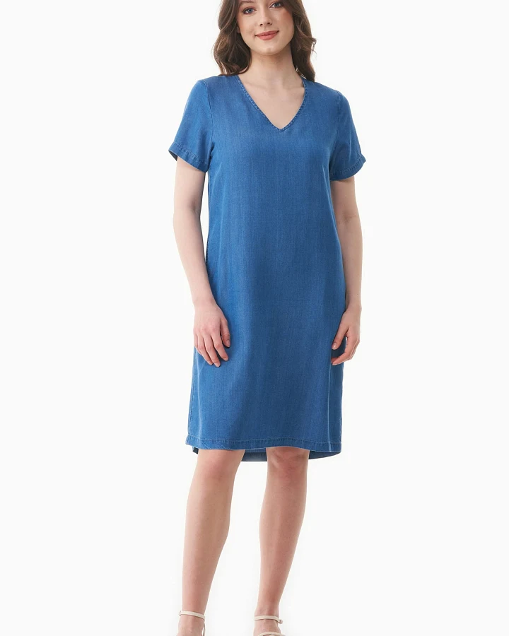 ORGANICATION Damen vegan Kleid Denim Look Hellblau