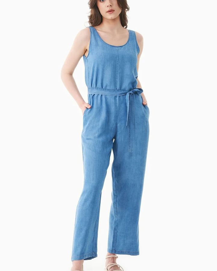 ORGANICATION Damen vegan Jumpsuit Denim Look Hellblau