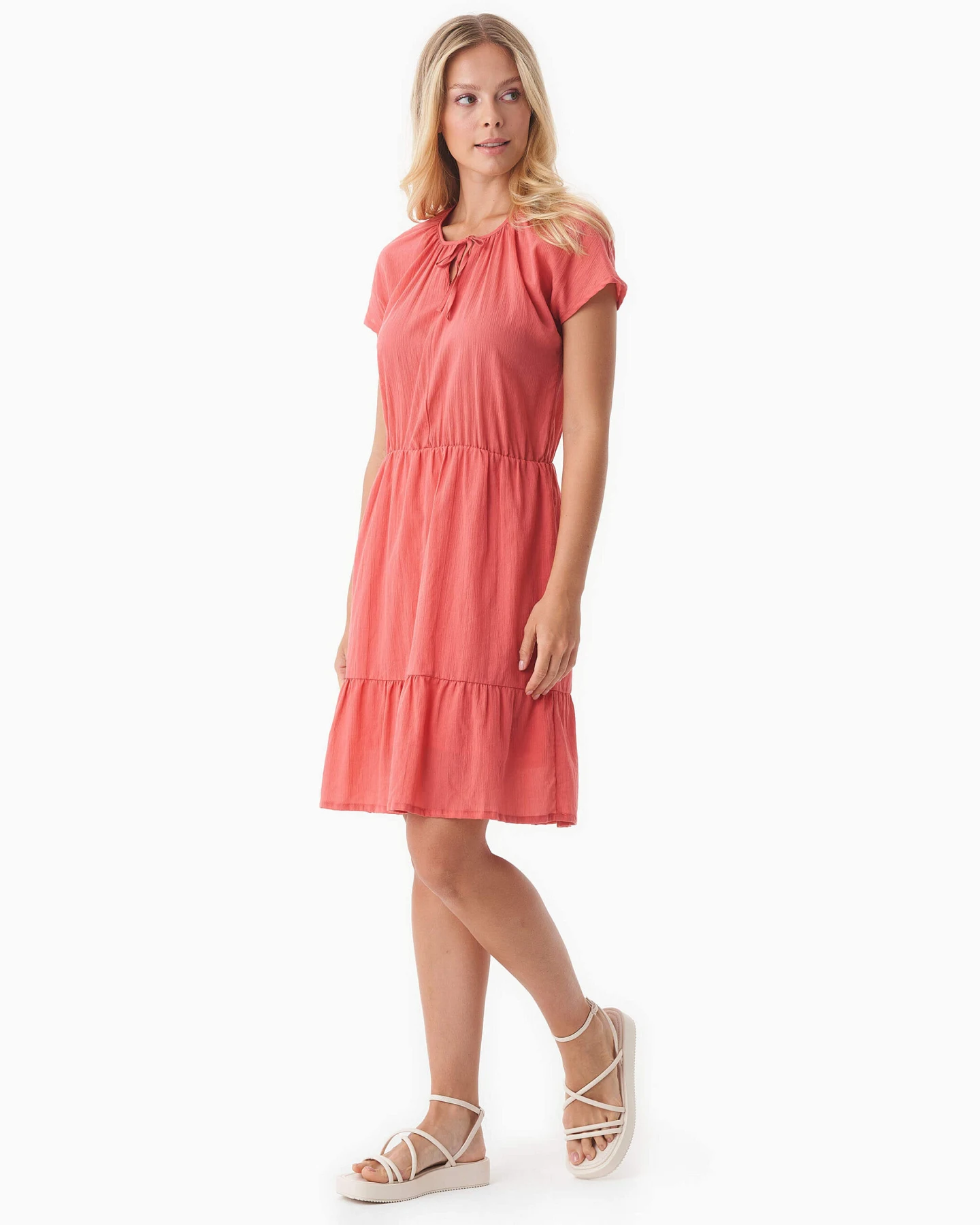 ORGANICATION Damen vegan Voile Kleid Leuchtend Rot – Ansicht 2