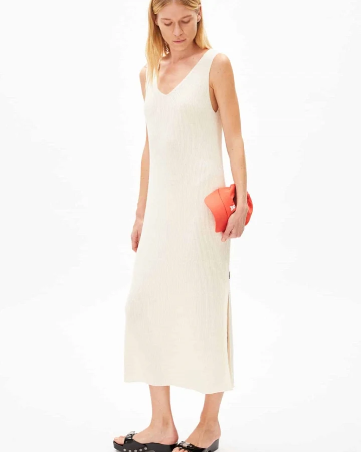 ARMEDANGELS Damen vegan Kleid Caroliniaa Lino White