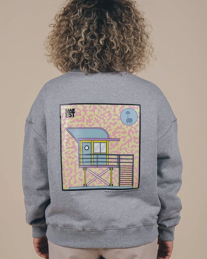 Trendsplant Damen vegan Oversized Pullover Art Hut Antonyo Marest X Trendsplant Sport Grau