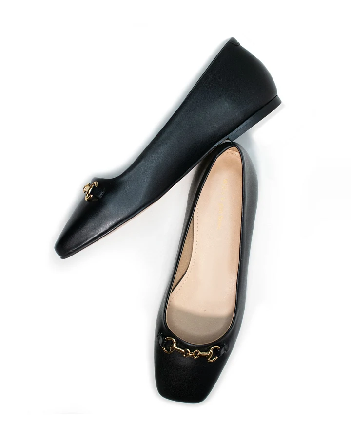 Will's Vegan Store Damen vegan Ballet Flats Square Toe Schwarz
