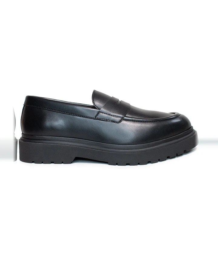 Will's Vegan Store Herren vegan Loafers Mit Klobiger Sohle Schwarz