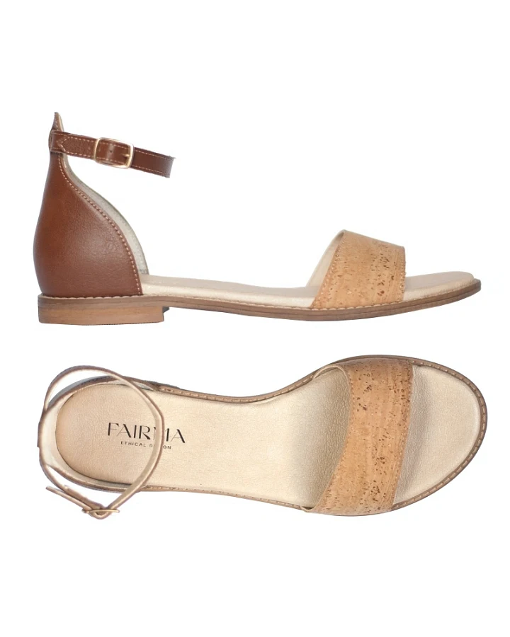 FAIRMA ETHICAL DESIGN Damen vegan Sandalen Ojos Hellbraun