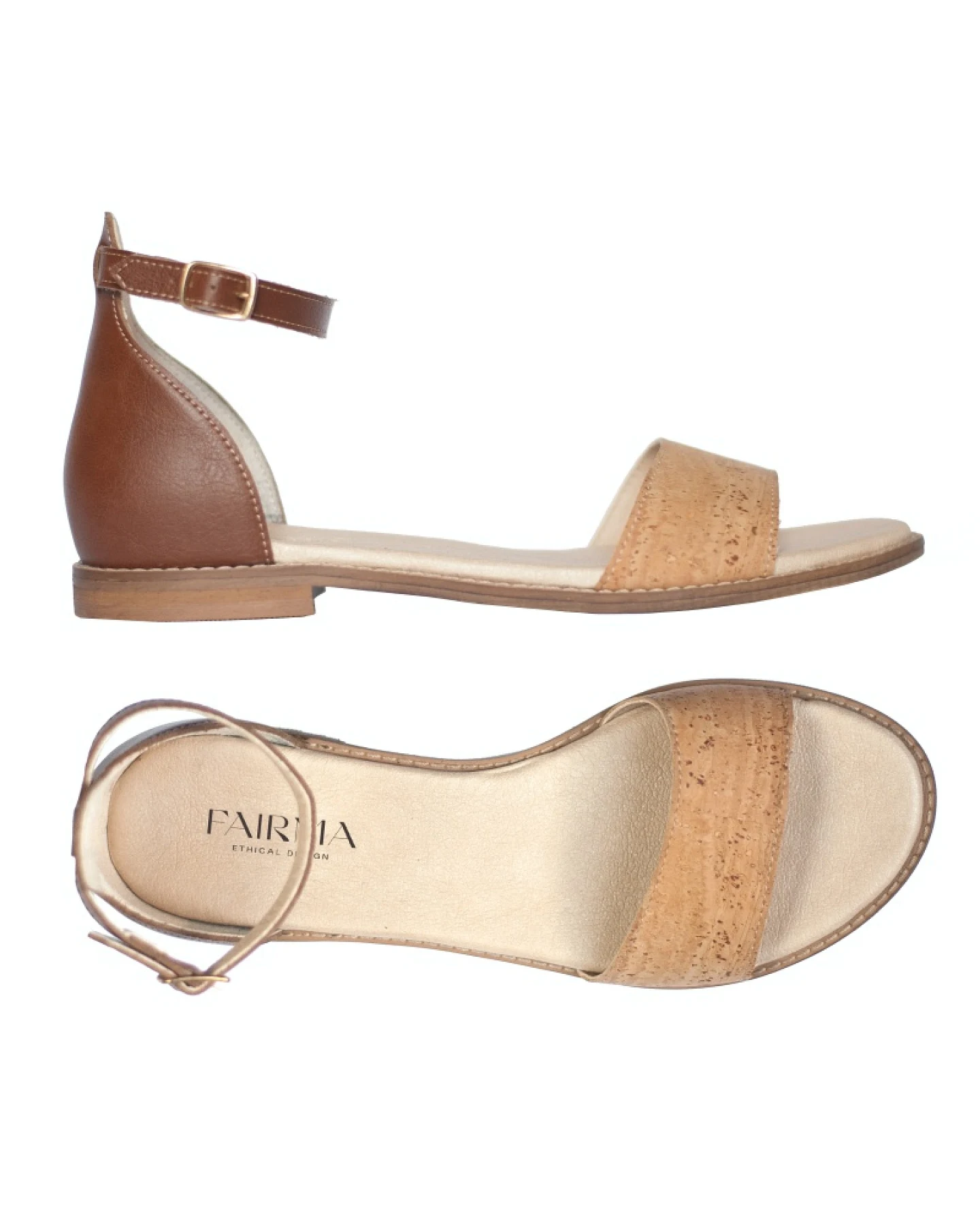 FAIRMA ETHICAL DESIGN Damen vegan Sandalen Ojos Hellbraun – Ansicht 2