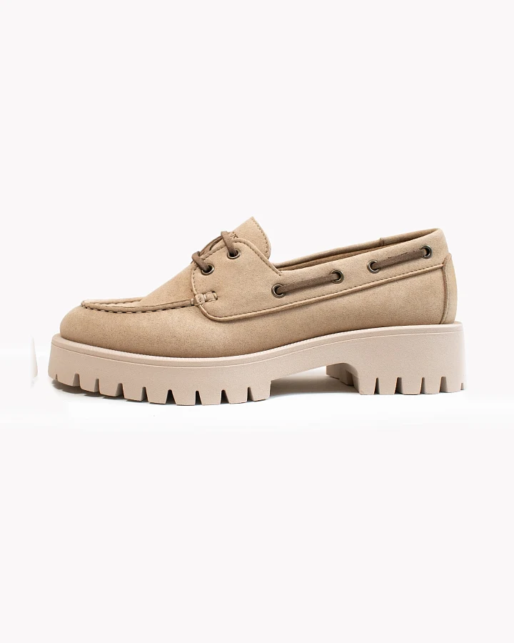 Will's Vegan Store Damen vegan Mokassins Track Sole Veganes Wildleder Beige