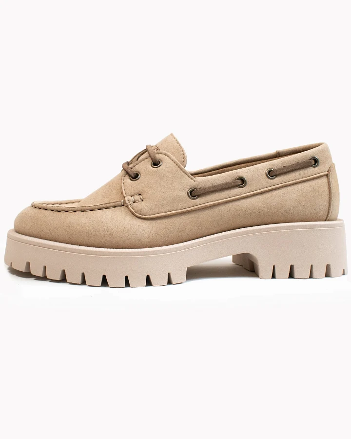Will's Vegan Store Damen vegan Mokassins Track Sole Veganes Wildleder Beige