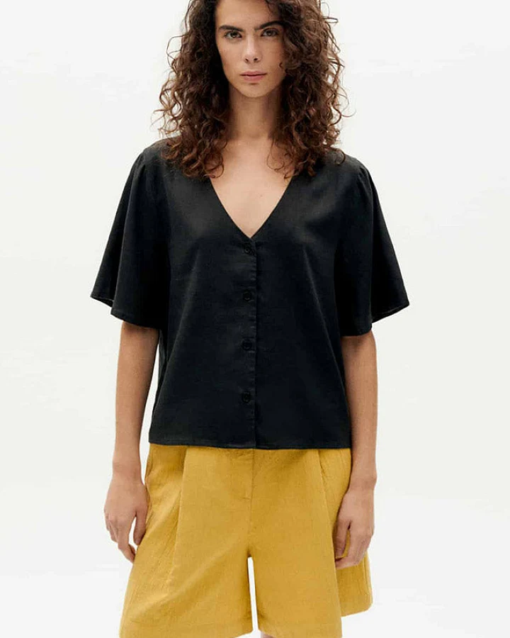 Thinking MU Damen vegan Bluse Libelula Schwarz
