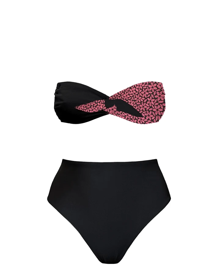 Anekdot Damen vegan Bikini Set High Taijitu Schwarz & Floral