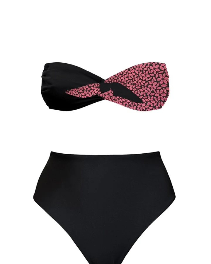 Anekdot Damen vegan Bikini Set High Taijitu Schwarz & Floral
