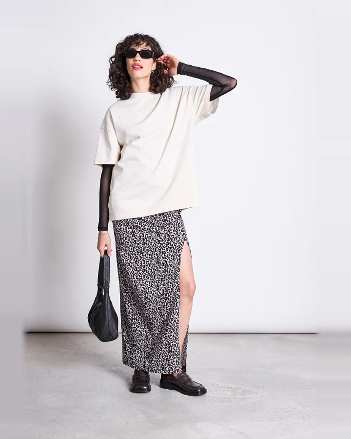 JAN 'N JUNE Damen vegan Maxirock Lusta Leo Druck