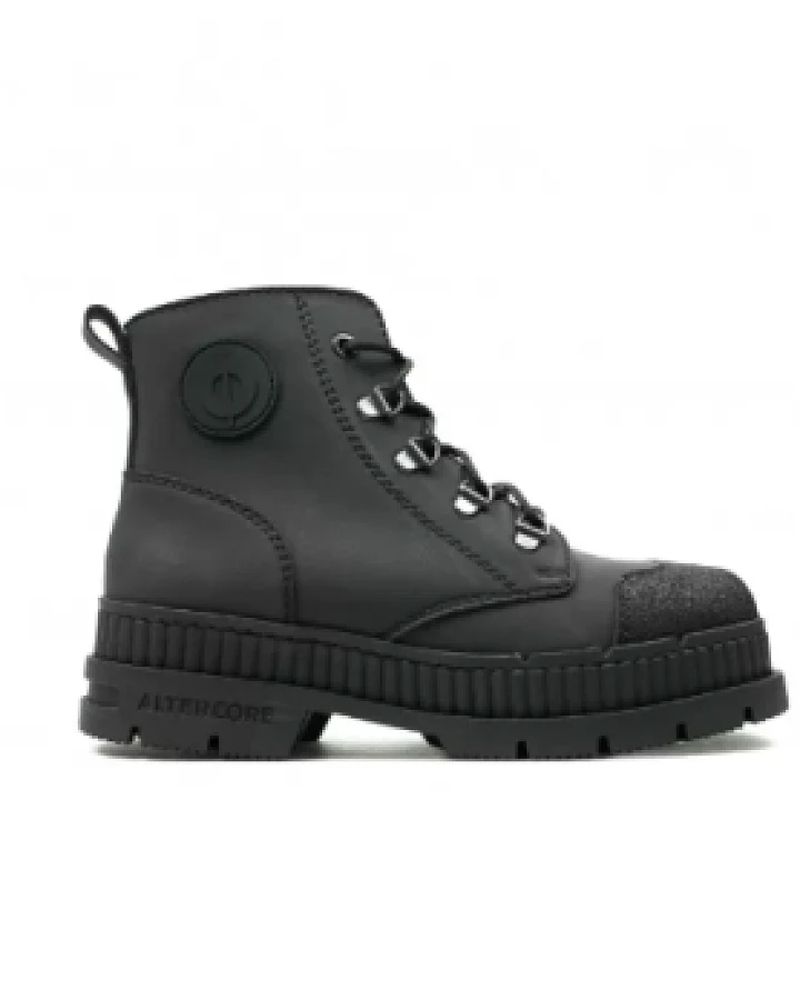 Altercore Damen vegan Stiefel Dent Veganes Nubukleder Schwarz