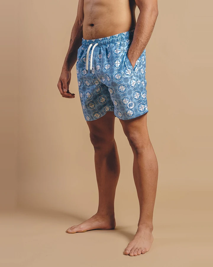 Trendsplant Herren vegan Badehose Kacheln Hellblau
