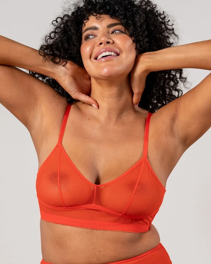 Understatement Damen vegan Bralette Balconette Mesh Feurig Rot