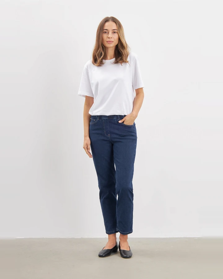 LAURIE Damen vegan Jeans Hannah Regular Extra Short Länge Dunkelblau