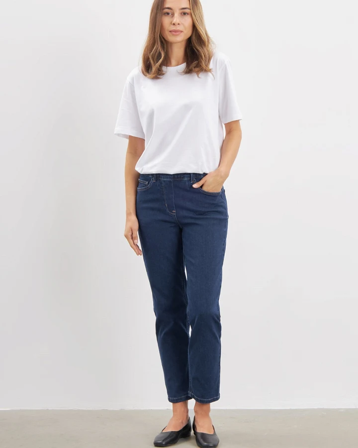 LAURIE Damen vegan Jeans Hannah Regular Extra Short Länge Dunkelblau