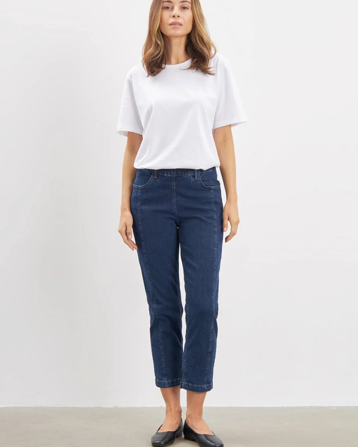 LAURIE Damen vegan Jeans Piper Pure Regular Crop Dunkelblau