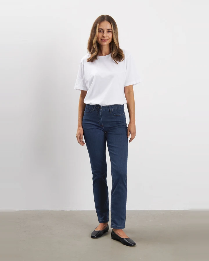 LAURIE Damen vegan Jeans Charlotte Regular Mittellang Dunkelblau