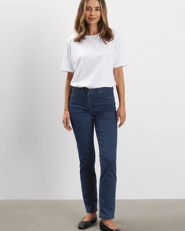 LAURIE Damen vegan Jeans Charlotte Regular Mittellang Dunkelblau