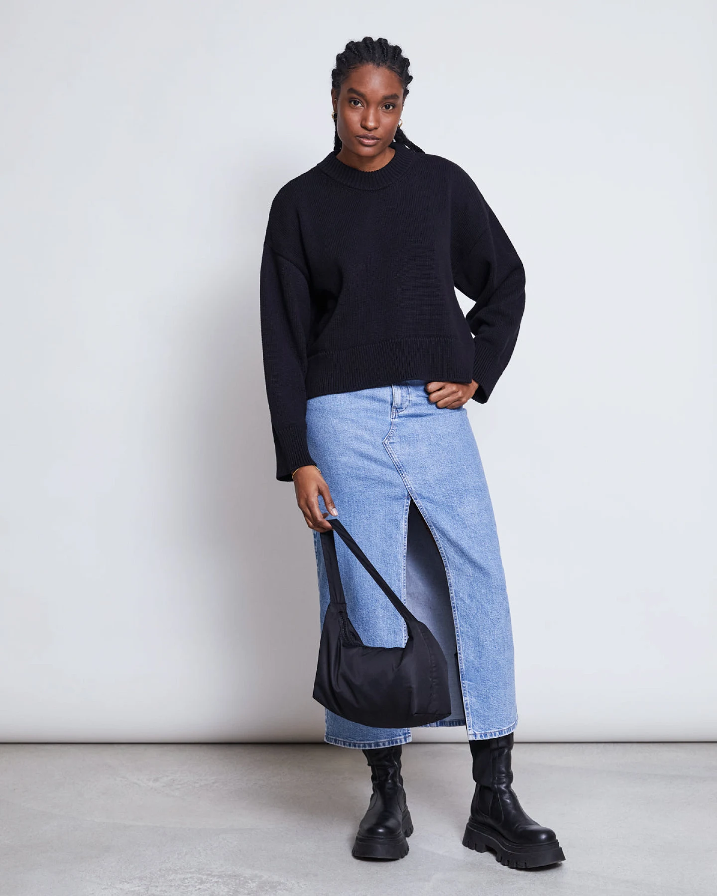 JAN 'N JUNE Damen vegan Pullover Yagmur Schwarz – Ansicht 2