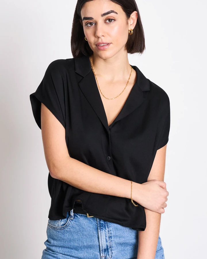 JAN 'N JUNE Damen vegan Bluse Tierra Schwarz