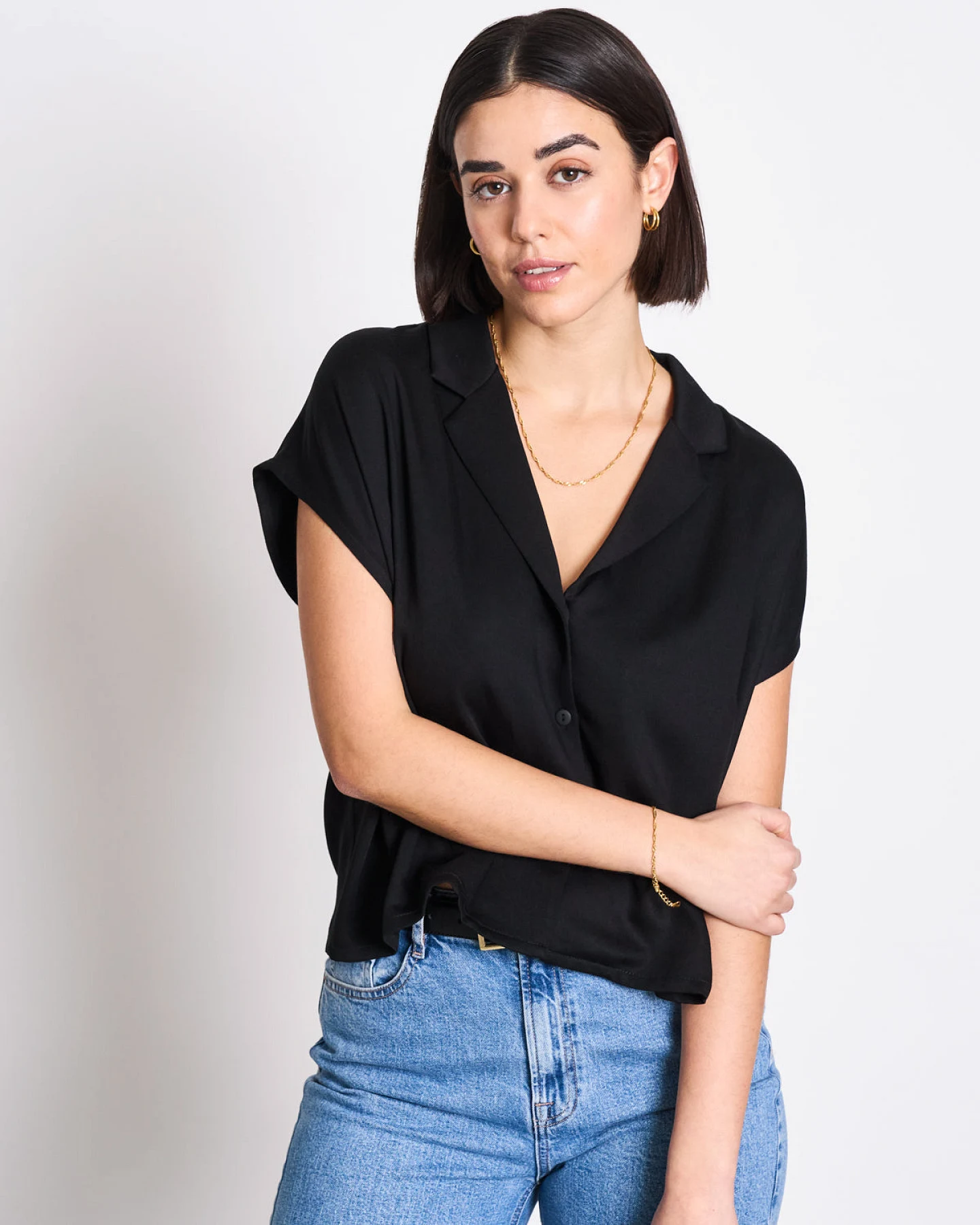 JAN 'N JUNE Damen vegan Bluse Tierra Schwarz – Ansicht 2