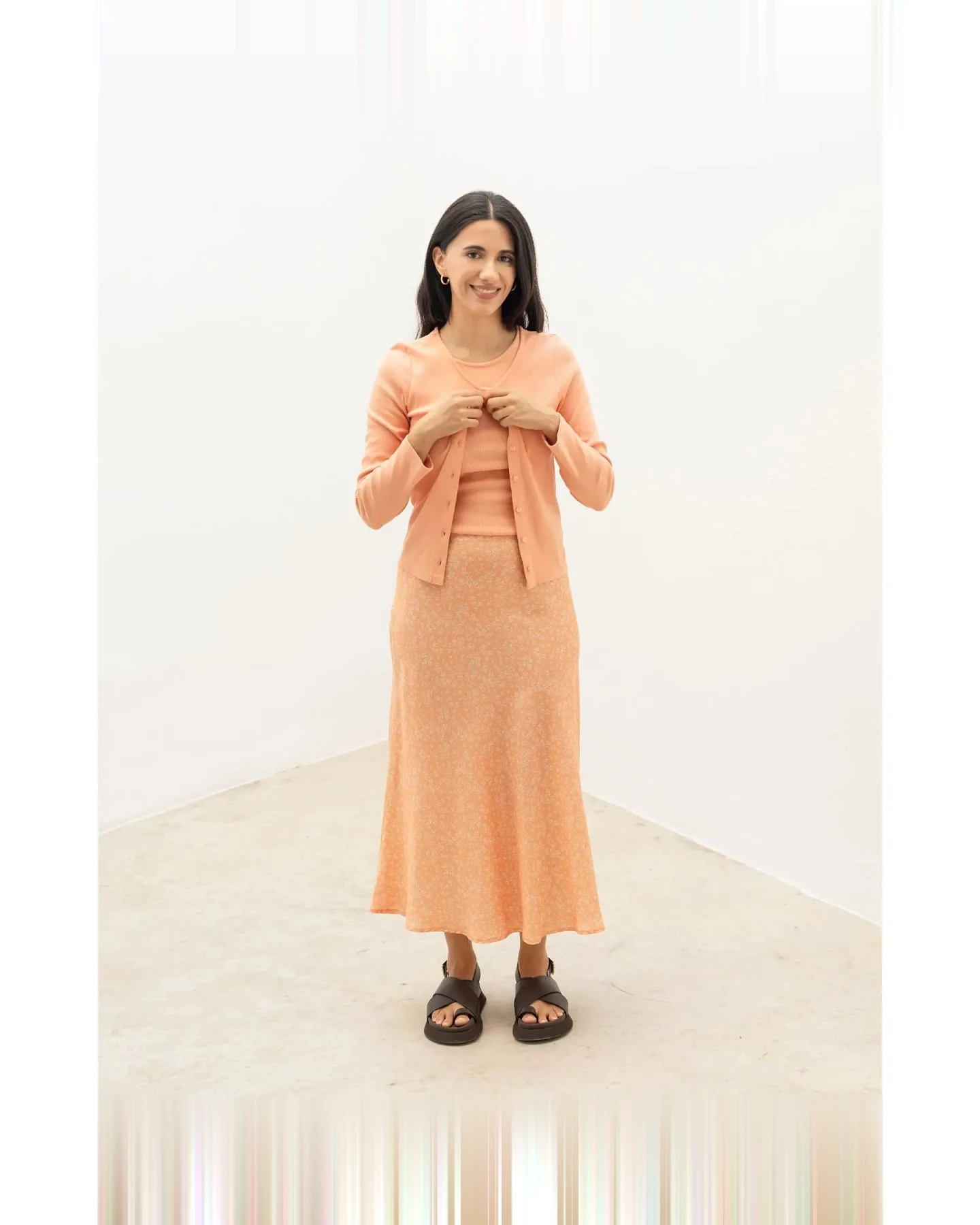 Clotsy Damen vegan Midirock Scala Aprikose – Ansicht 2